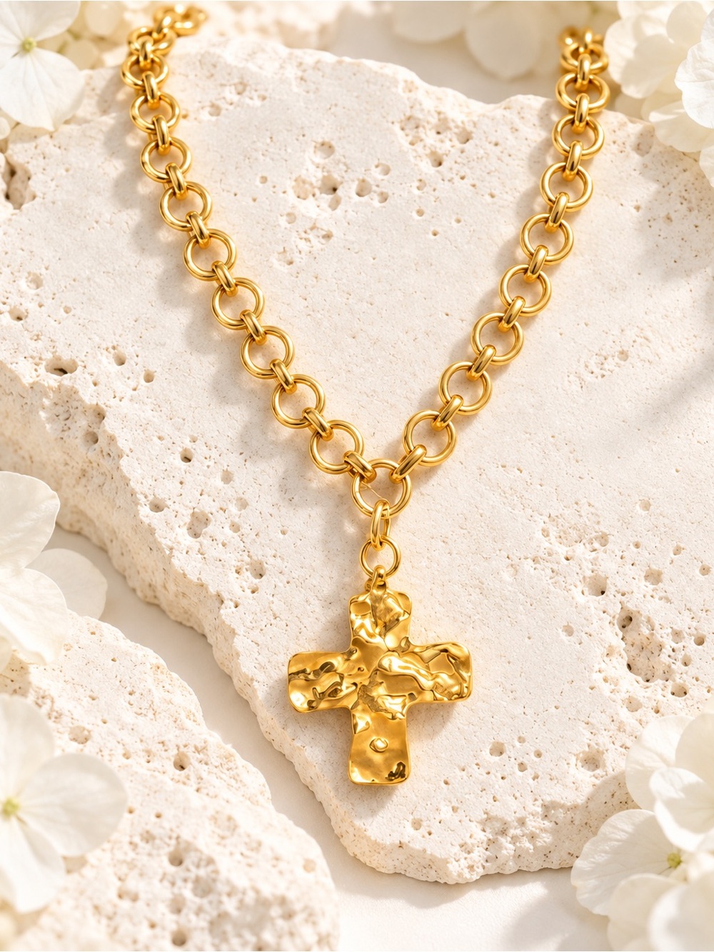 Gold Cross Pendant Chain Necklace - Women Jewelry